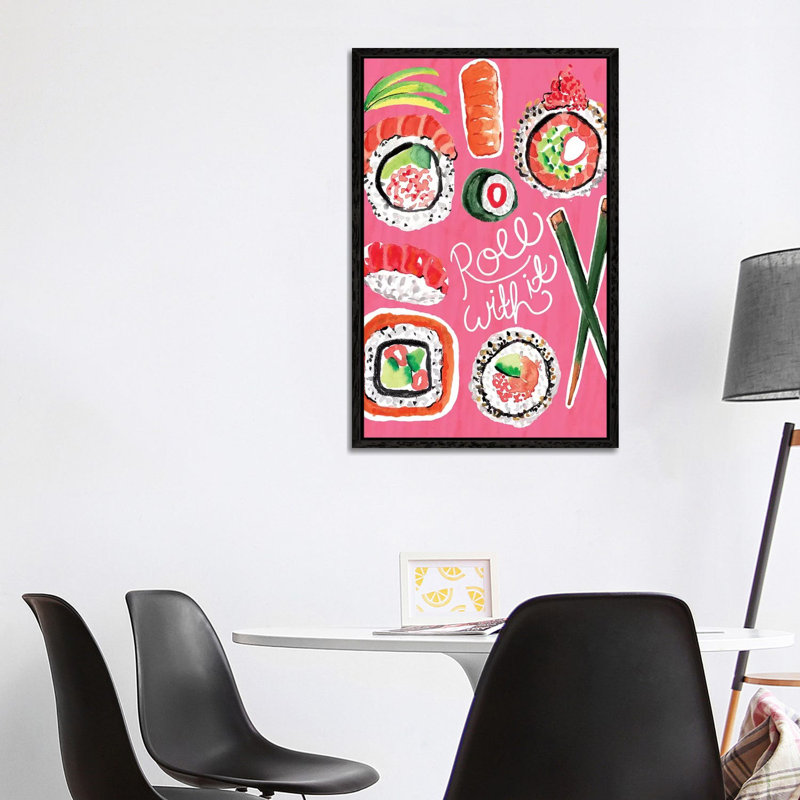 Sushi 1 Piece Painting on Canvas, 101.6 cm H x 66.04 cm W, Black Framed