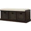 Banc de rangement rustique avec 3 paniers en rotin classiques amovibles, banc d'entrée avec coussin amovible