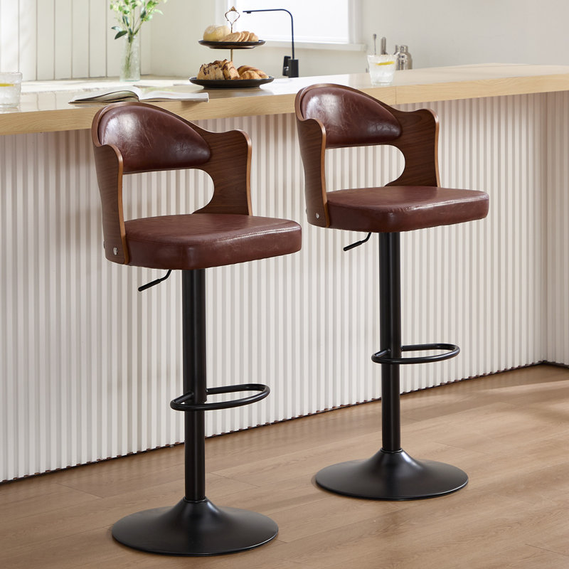 Ensemble de 2 tabourets de bar Modern, Brun