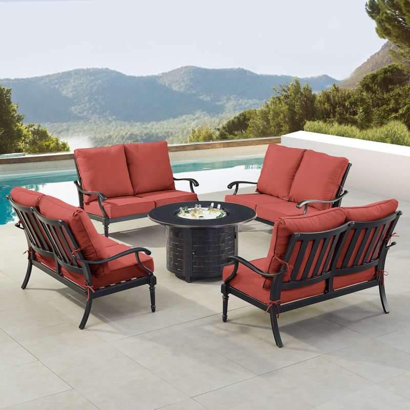 Paigelynn Outdoor 6 - Piece Conversation Set, Red