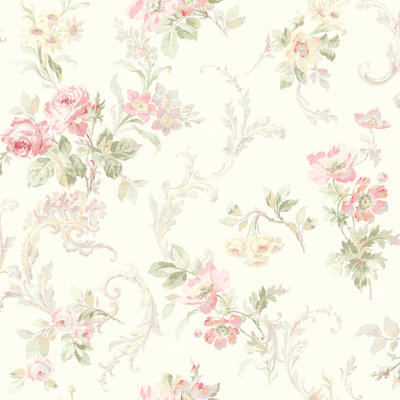 Papier peint embossé floral et botanique 33 'x 20,5 "Springtime Cottage