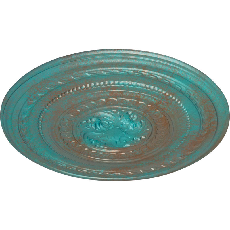 26 médaillon de plafond perle de 26 1/4 po x P 1 1/2 po (convient aux auvents jusqu'à 1 7/8 po), Cuivre patiné de vert