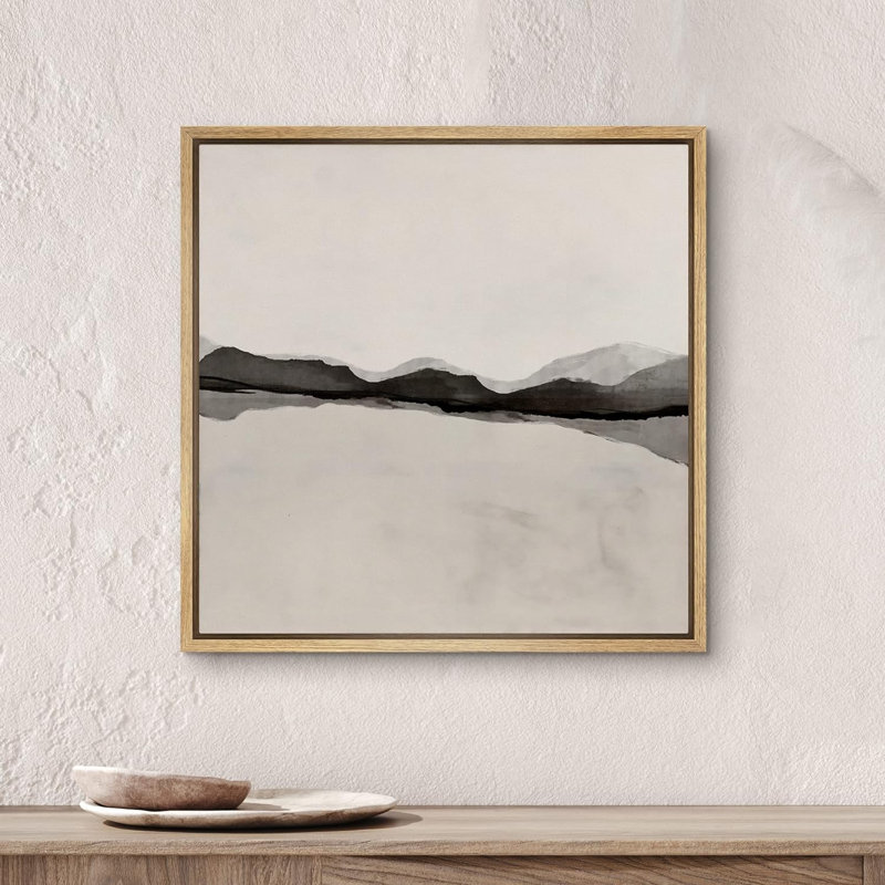 Collage de vagues grunge noir pastel - reproduction sur toile flottante, H 24 po x l 24 po x P 1,5 po, Encadré naturel