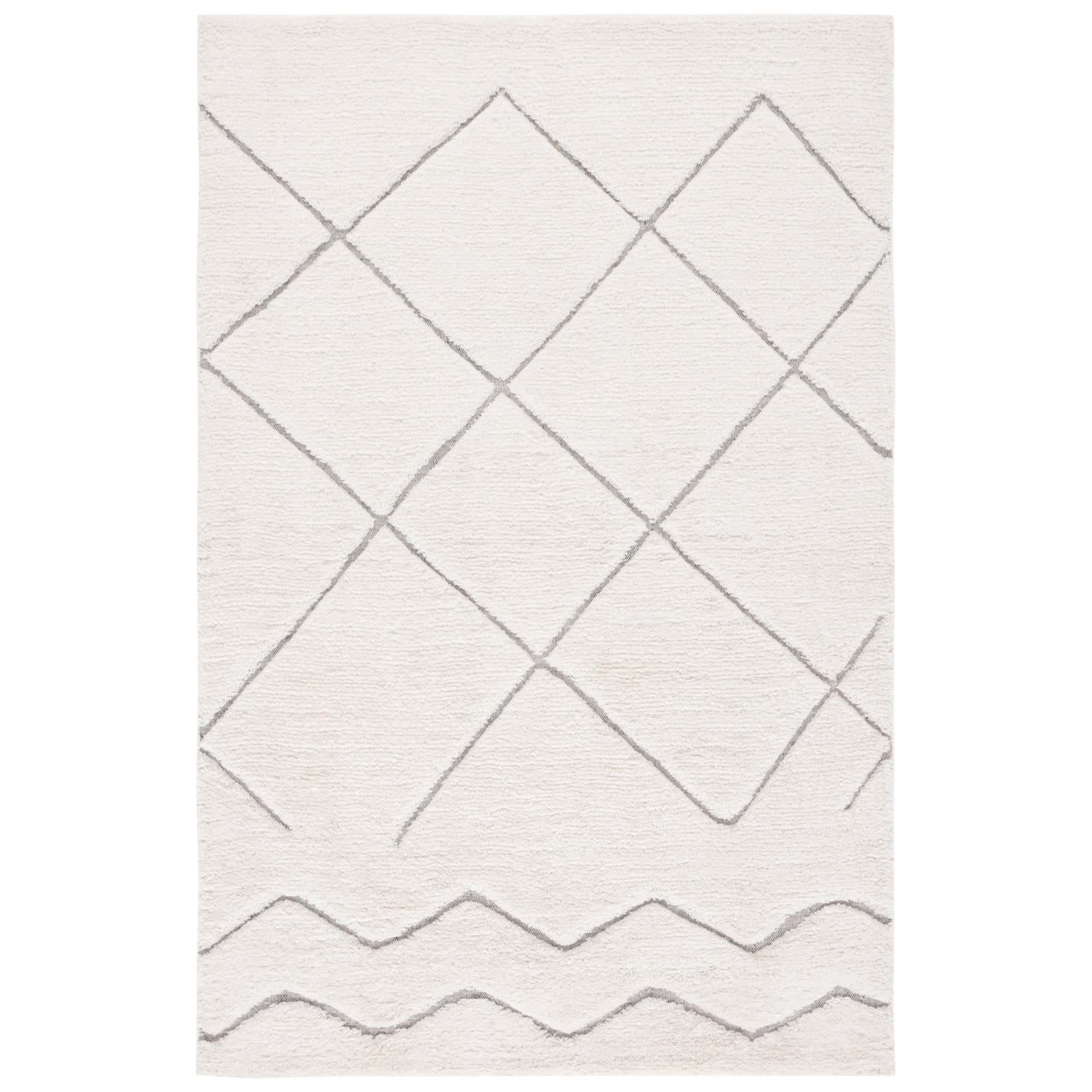 Henrie Ivory Gray Hand-Woven Geometric Rug, Rectangle 4' x 6'