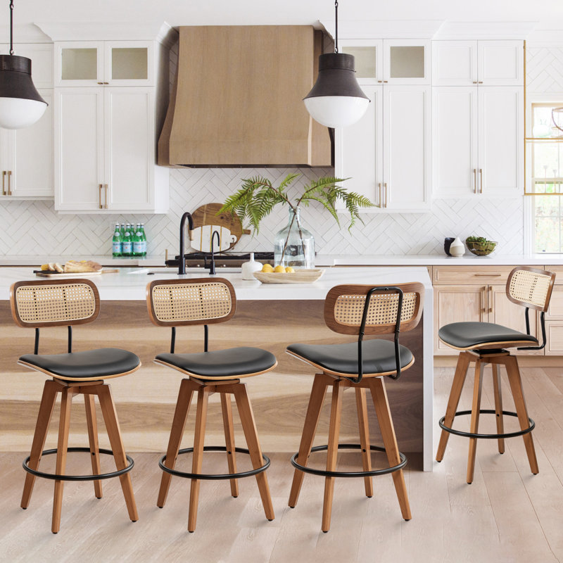 Sirine 66.8cm Swivel Bar Stool, Black