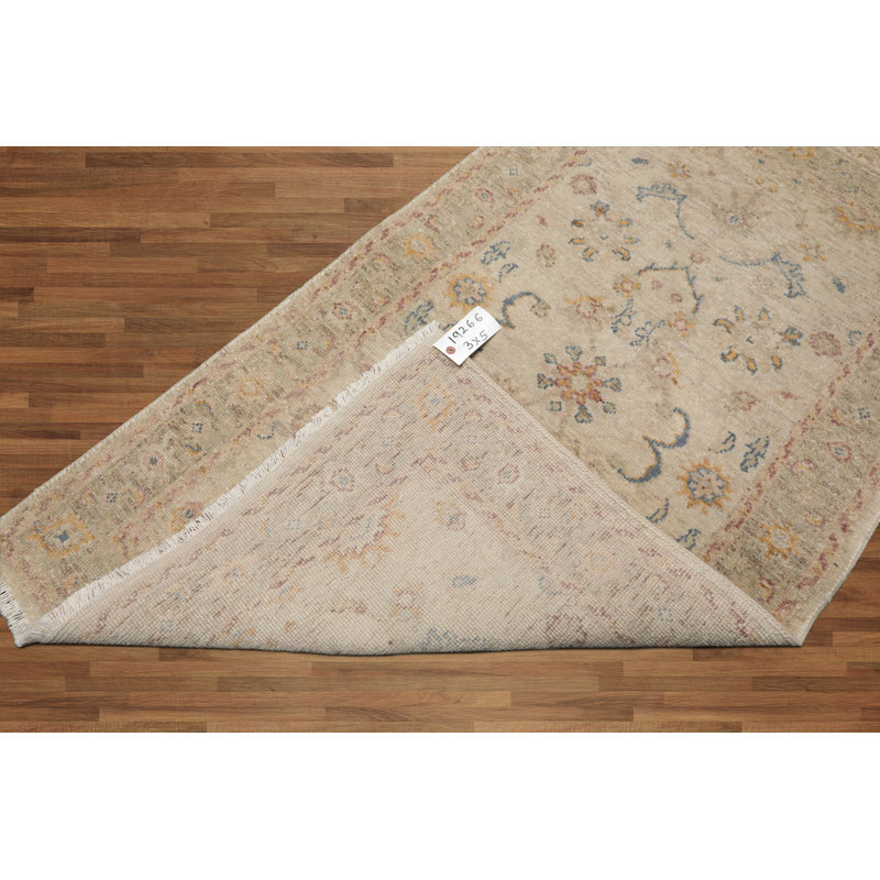 Tapis transitionnel beige en laine noué à la main 3x5 beige Oushak