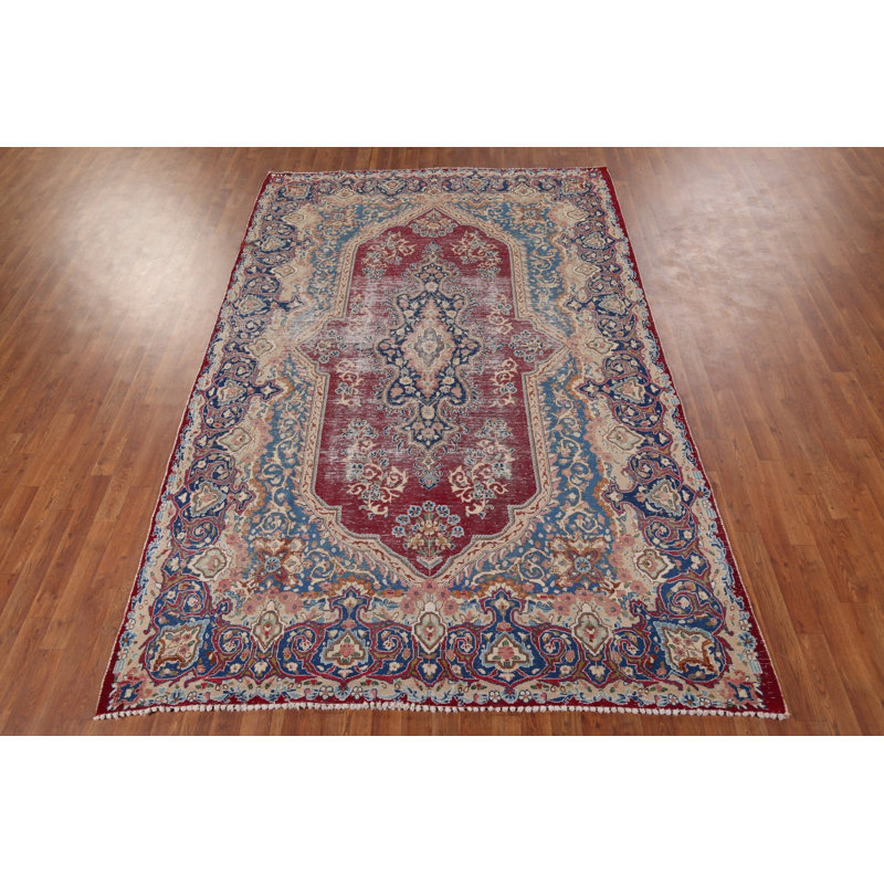 Tapis traditionnel délavé à motif géométrique 7 x 10