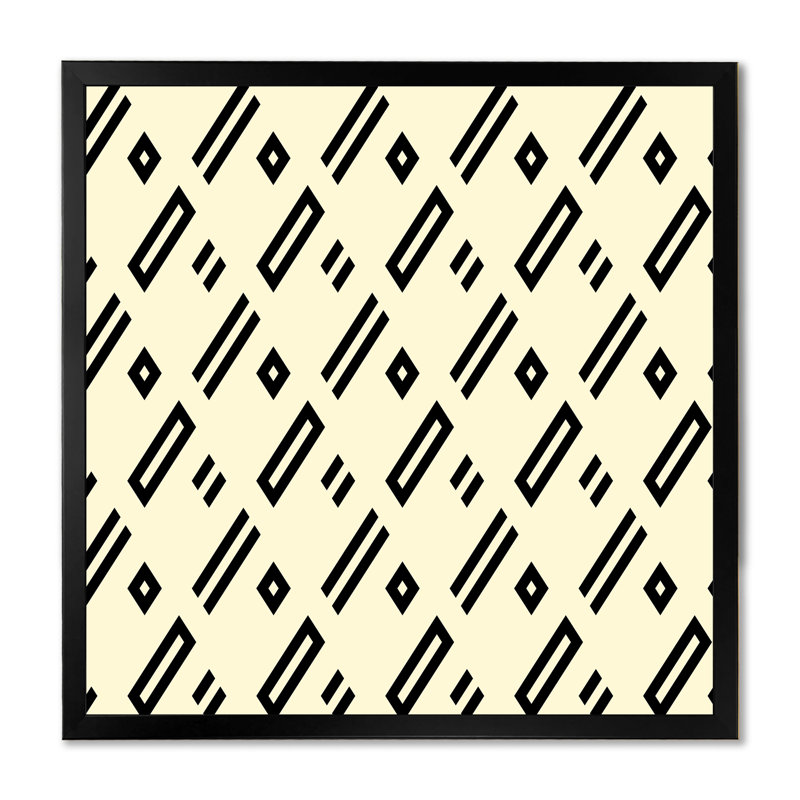 «Beige Black Diagonal Geometrics», impression sur toile, H 16 po x l 16 po, Cadre photo noir