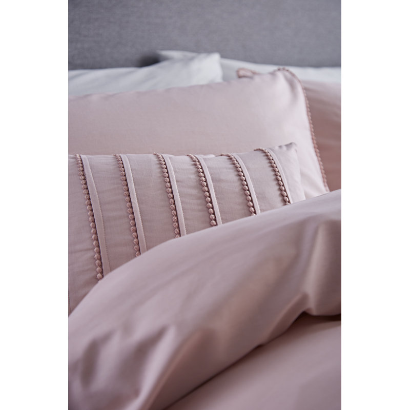Pom Pom Striped Cushion with Filling, Blush