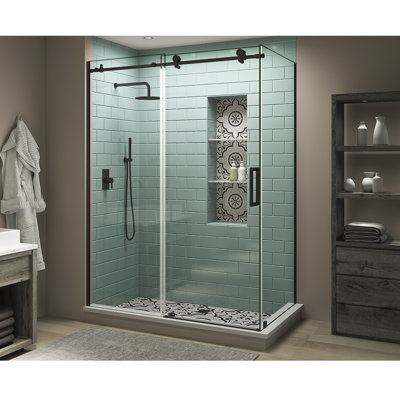Coraline XL 44" - 48" W x 34" D x 80" H Frameless Rectangle Sliding Shower Enclosure