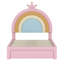Lit tapissier à motif arc-en-ciel, lit plateforme en velours avec tiroir de rangement, aucun sommier nécessaire, coloré et rose