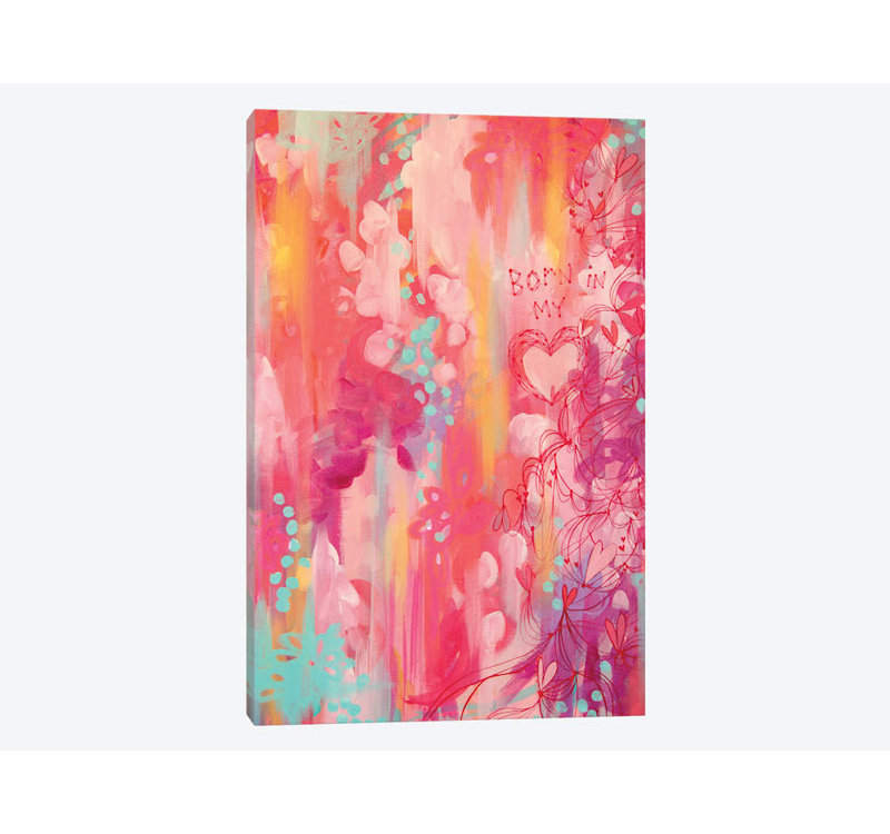 « née my cardiaque », impression sur toile tendue, H 12 po x l 8 po x P 0,75 po, Pas de tapis, Toile tendue