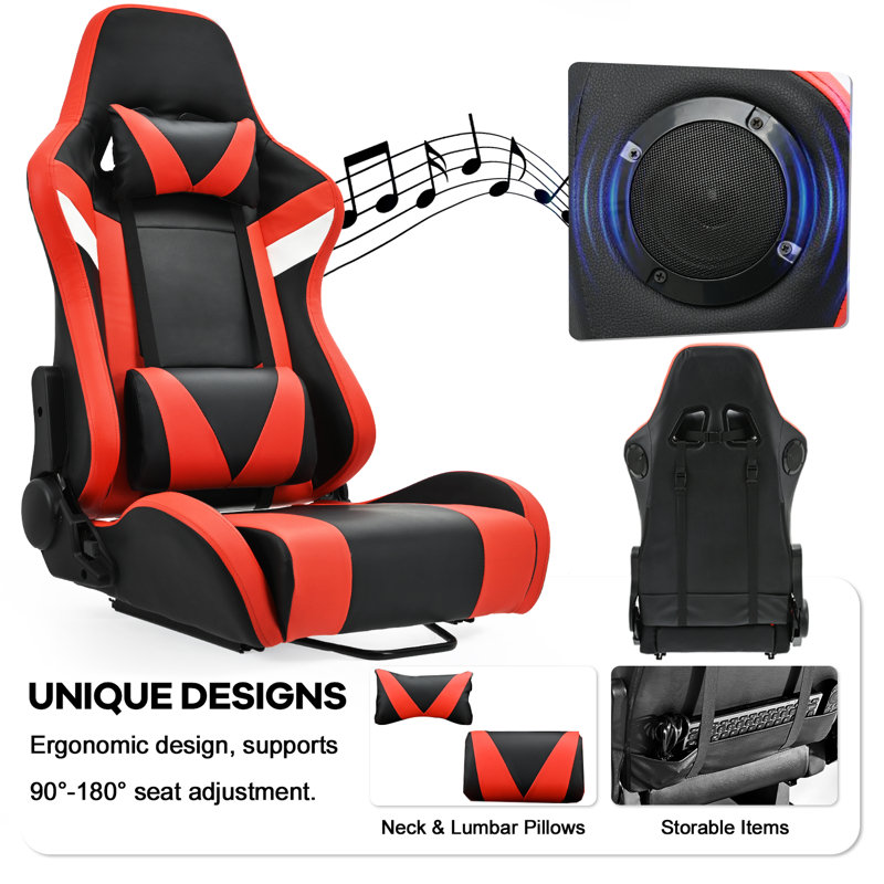 Inbox Zero Adjustable Ergonomic PC & Racing Game Chair with Built-in Speakers