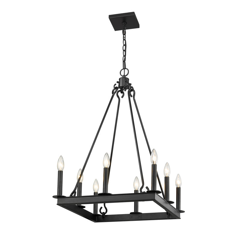 Hoglund 8 - Light Dimmable Geometric Chandelier, Matte Black, 31" H x 20" W x 20" D