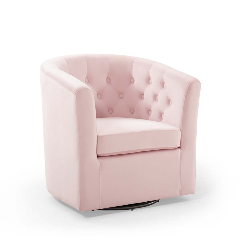 Fauteuil pivotant en velours Performance Prospect, Velours rose