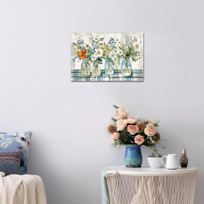  Flower Canvas Wall Art Rustic Botanical Prints Abstract Floral Picture Serene Country Scene Painting Staple-Free Artwork Decor for Bathroom Bedroom Living Room, 12x16 inches