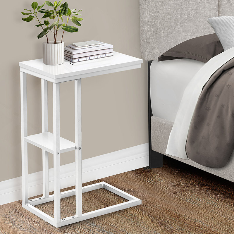 Shem End Table, White Top/White Base, 25.25" H x 10.25" W x 18.25" D
