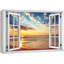 «Window Window Scenery Coastal Vibrant Sunset Beach Shore Nautical Décor», reproduction d'art sur toile-98466686
