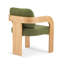 Ensemble de 2 chaises de salle à manger avec dossier coussiné, tissu bouclé, structure en bois massif de couleur naturelle-98175916