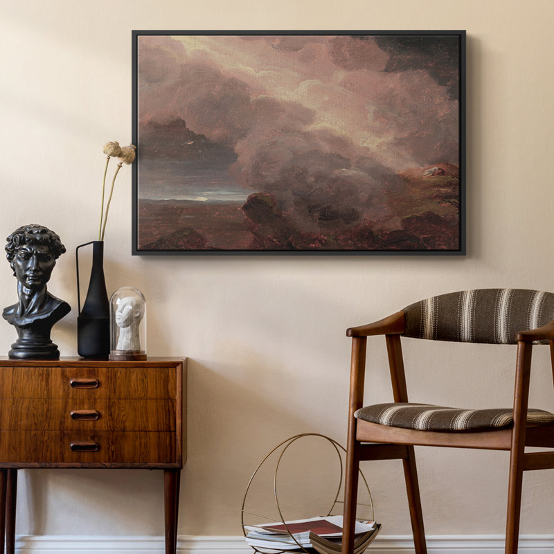Paysage rétro - CCCLxx, H 25 po x l 37 po x P 2 po, Toile avec cadre flottant noir