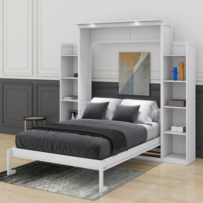 Lit escamotable double avec lumières DEL et tablettes