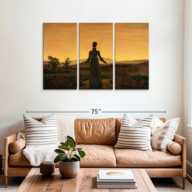Femme Leisha devant le soleil couchant, H 36 po x l 57 po