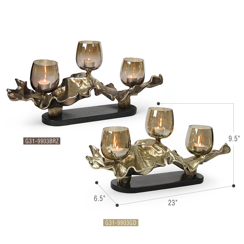 Trinity Glow Candle Holder, Gold