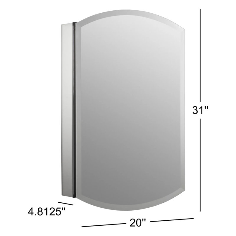 Kohler Archer 20" x 31" Single Door Frameless Mirrored Medicine Cabinet
