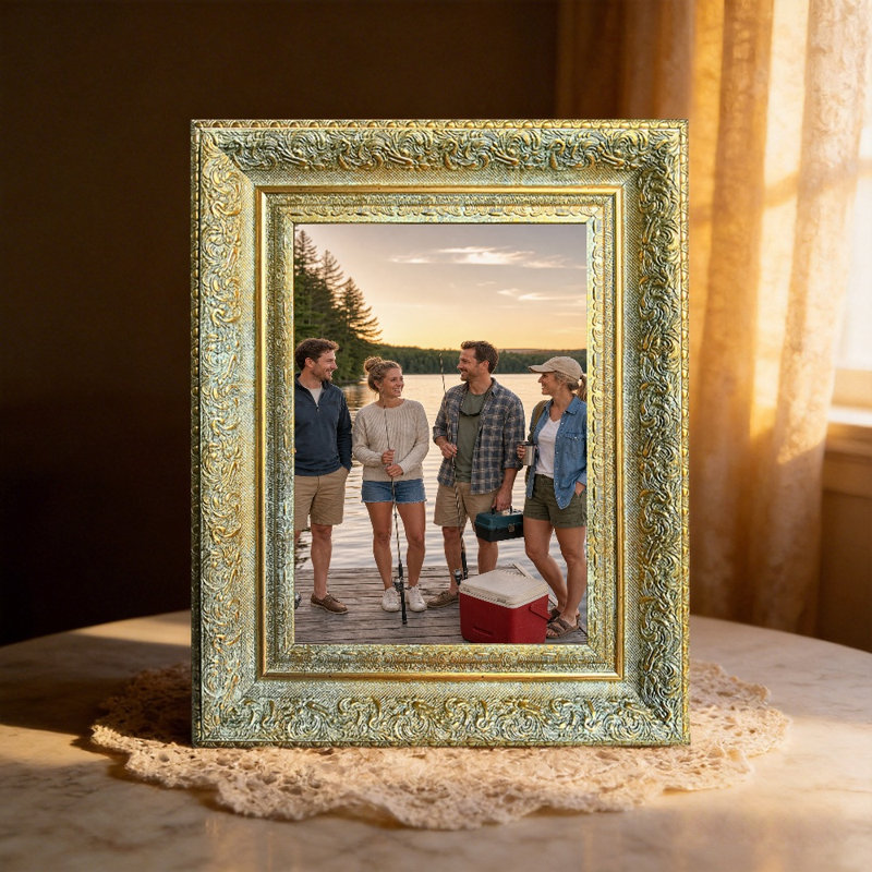 Cadre photo orné 3 pièces 5 "x 7" or antique pour cadeaux d'anniversaire