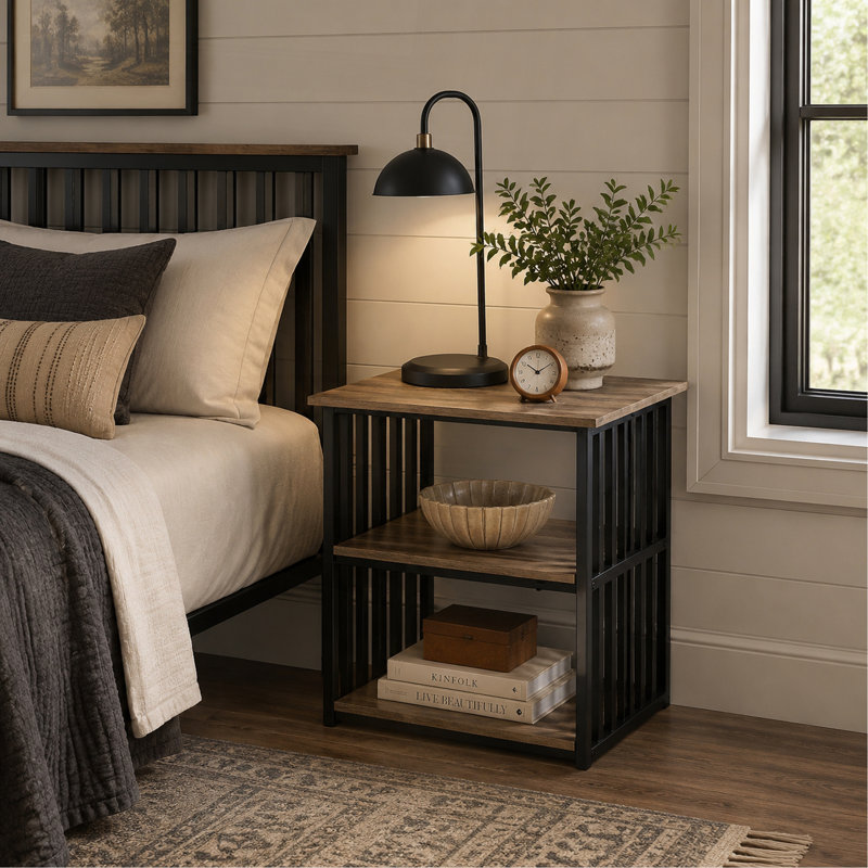 Table de chevet industrielle 1 pièce l 22 po x P 22 po x H 23 po Zudora