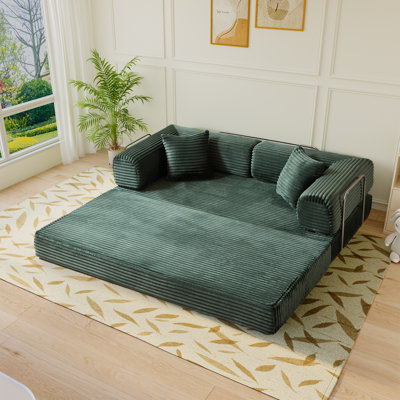 Lozena 78-Inch King-Size Convertible Sleeper Sofa Bed with No Assembly, Hybrid Mattress Couch Compression Sofa In a Box