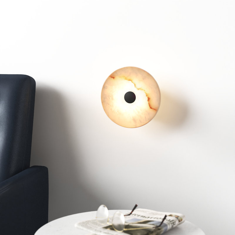 Spanish Alabaster Wall Sconce Black LED Modern Wall Light, Black