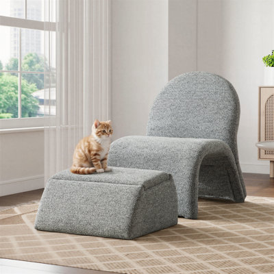 Fauteuil d'appoint en chenille avec repose-pieds avec rangement - conception peu encombrante, capacité de 330 lb, mousse haute densité