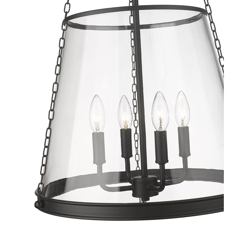 Luminaire suspendu 4 lumières Malvern, Noir mat