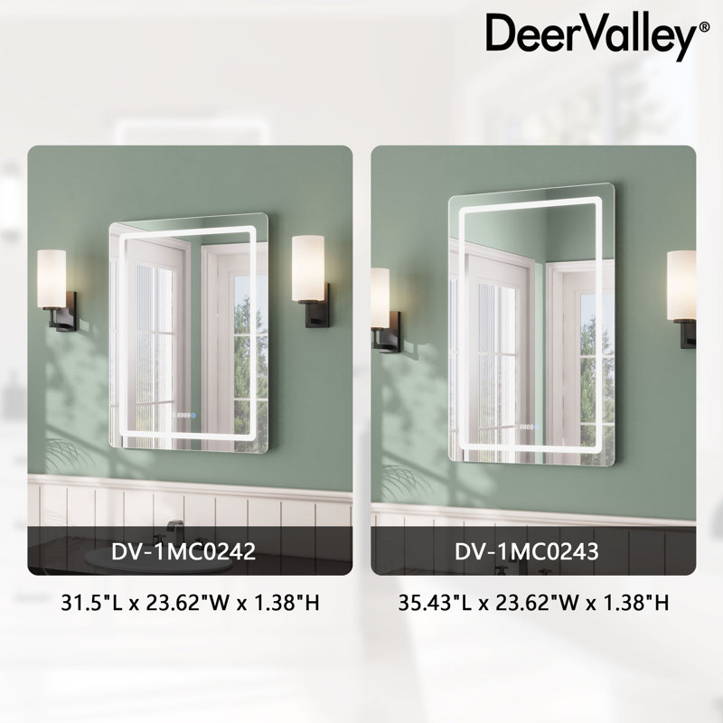 Modern Frameless LED Lighted Bathroom / Vanity Mirror with 3 Colour Adjustable, Memory Function, Anti-fog, Time Mode Control