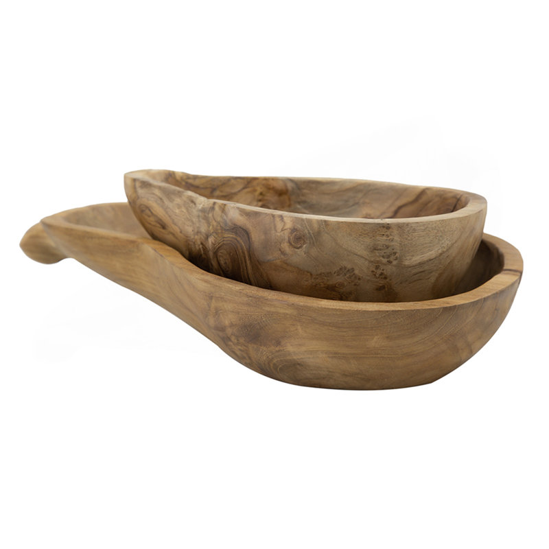 S/2 Teak Gourd Bowl
