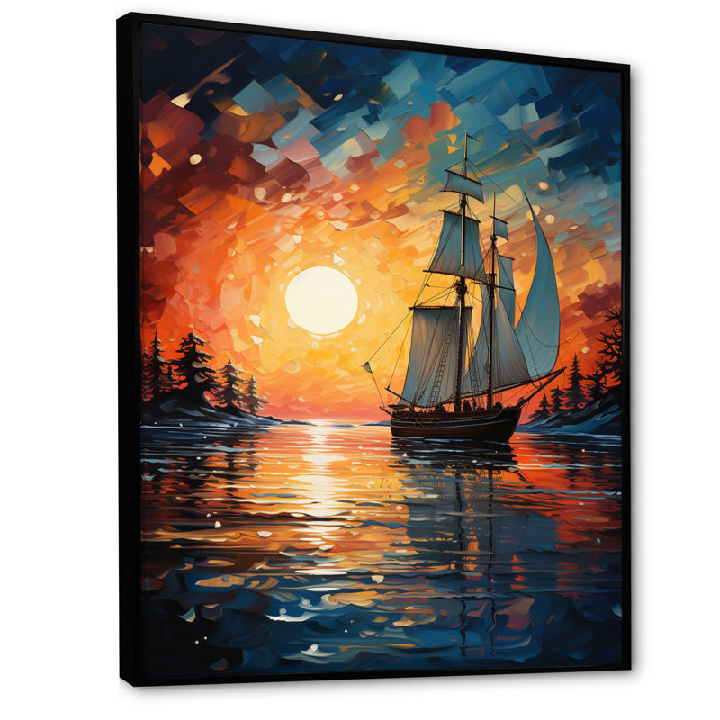 Voilier «Seafaring Dreams II» sur toile, L 12 po x H 20 po, Cadre flottant noir