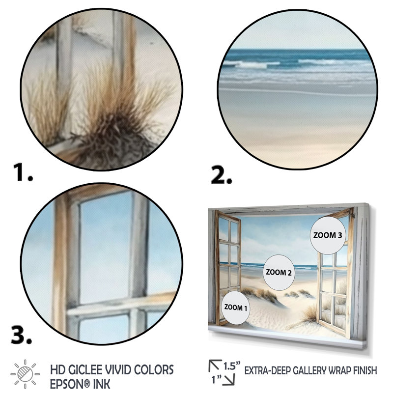 Window to the Beach - Print on Canvas, Wrapped Canvas, 30" H x 40" W x 1.5" D