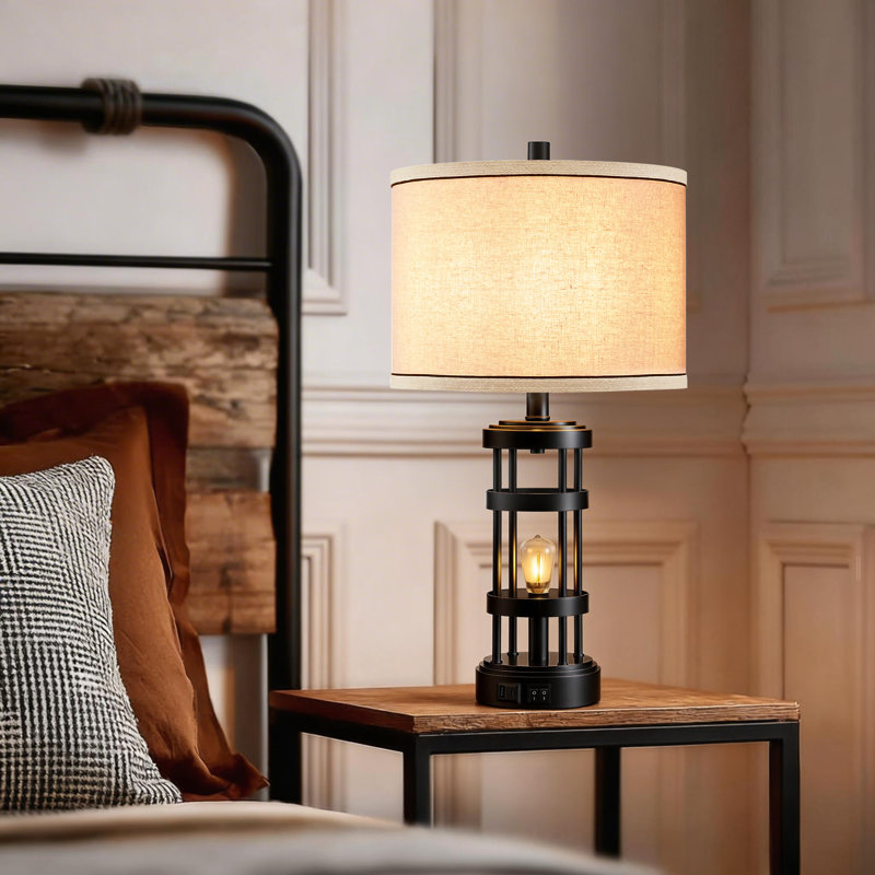 ChenJoss 24" Table Lamp Set With Night Light And USB Ports, suitable for bedrooms, living rooms, desks, and offices