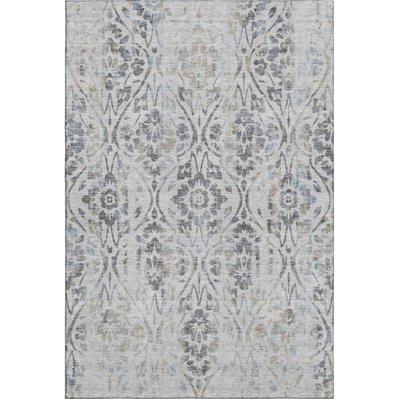 Premium Machine Washable Prisco Gray Rug, Rectangle 10' x 14'