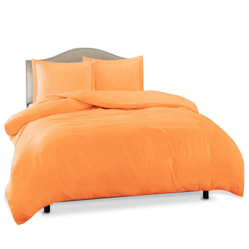 Modern & Contemporary Duvet Cover, King Duvet Cover + 3 Additional Pieces, Apricot Buff Orange
