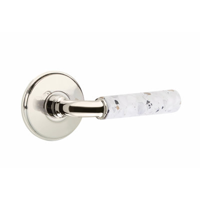 Ensemble de leviers de passage Emtek Select, rosette Watford, tige R-Bar, poignée en terrazzo clair, CF