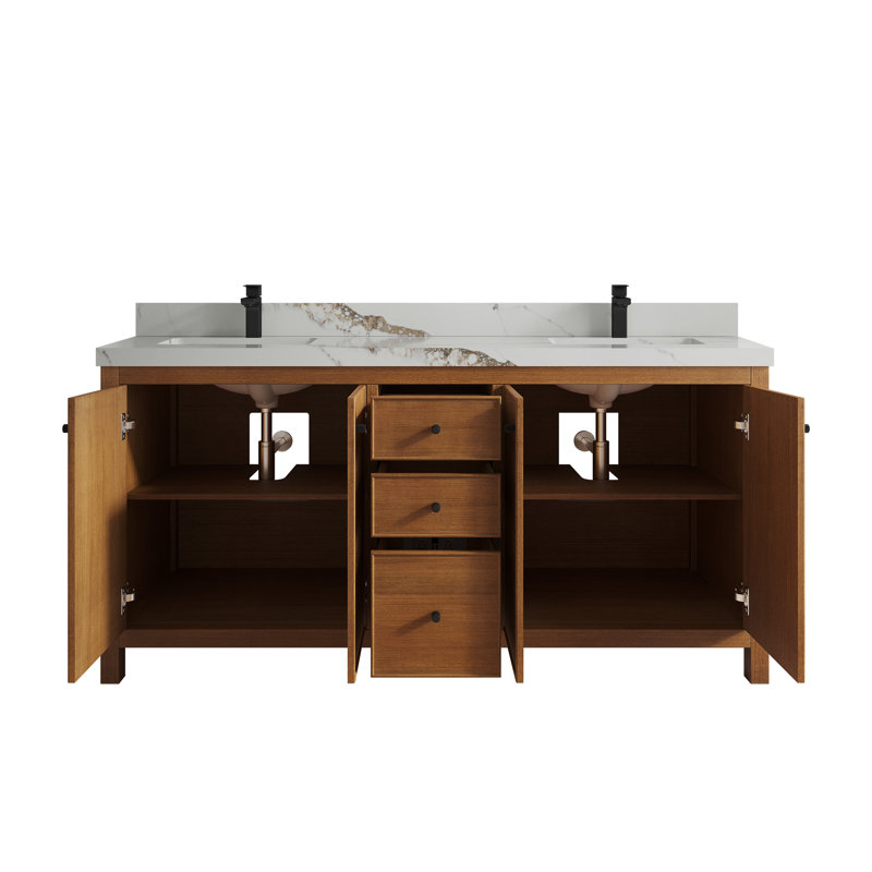 Macmahon 72'' Double Bathroom Vanity with Top, Calacatta Gold