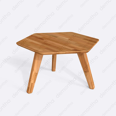 Table basse hexagonale Monroe, table de salon minimaliste en bois de hêtre massif