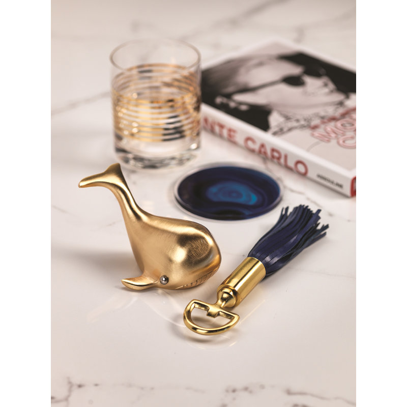 Ouvre-bouteille en cuir nickel Vinson, Bleu