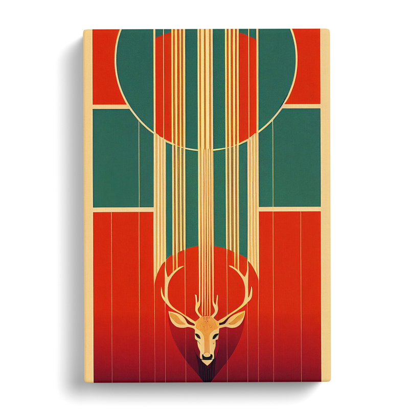 Art Deco Stag No.4 - Wrapped Canvas, 60cm H x 40cm W x 3cm D
