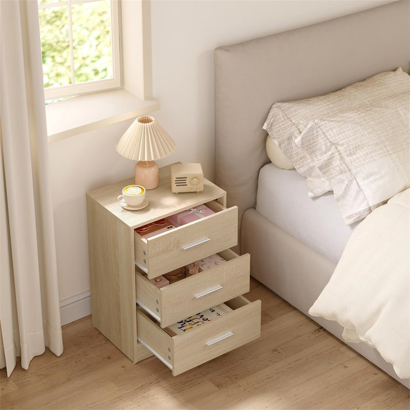 39cm W Manufactured Wood Bedside Table, Natural