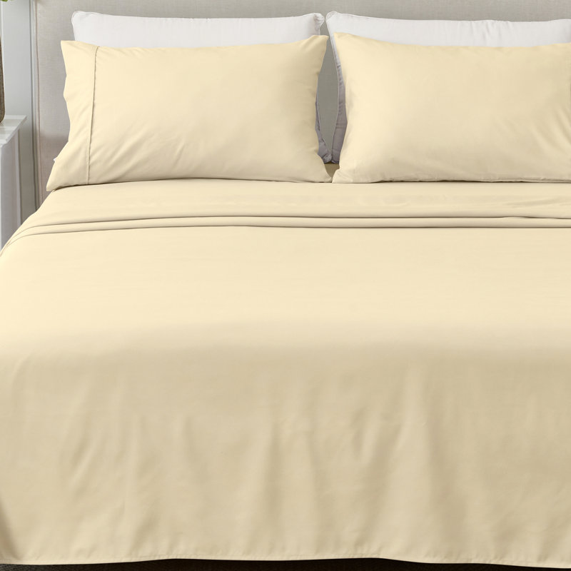  Microfiber Plain Weave/Muslin Sheet Set, Natural, Full Sheet Set with Fitted Sheet and 2 Pillowcases