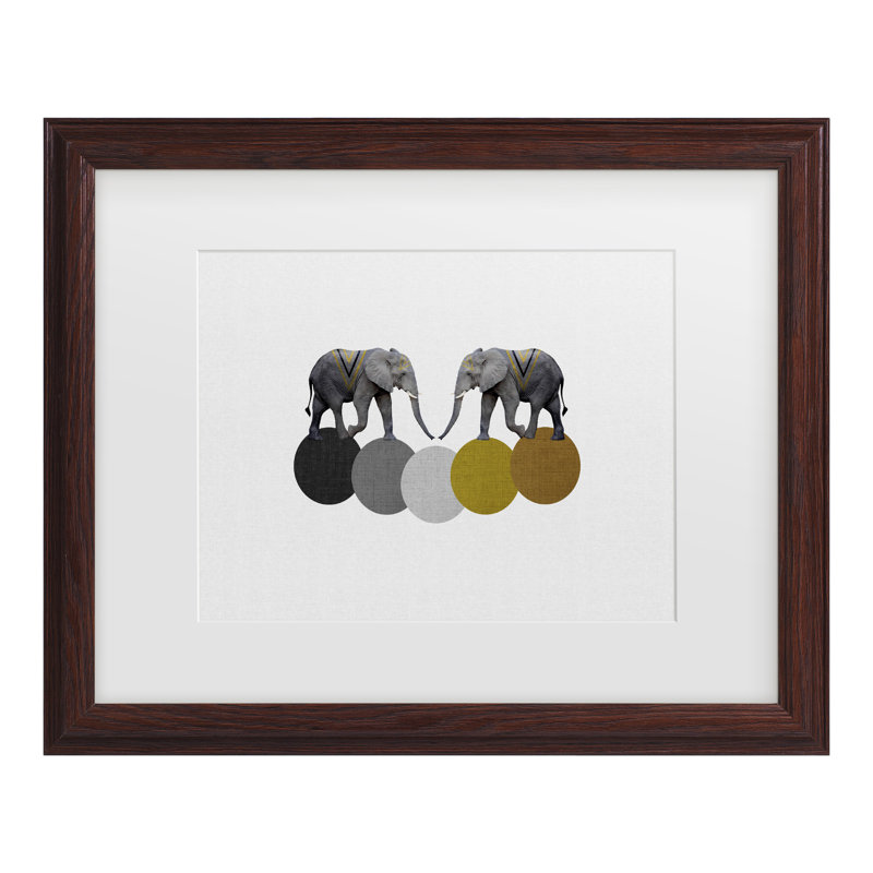 Œuvre encadrée «Bachel Orara Studio éléphants», H 13,75 po x l 16,75 po