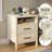 Verna Set Of 2 Nightstand With Charging Station, Bedside Table With Storage Drawers, Night Stand For Bedroom, End Table Or Side Table For Living Room, 15.5" D X 18.9" W X 24" H, Line White Oak